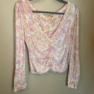 Free people purple and yellow light cotton crop